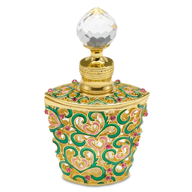 Refillable Elegant Perfume Bottles with Crystal Top Glass Applicator - 10ML Festive Green