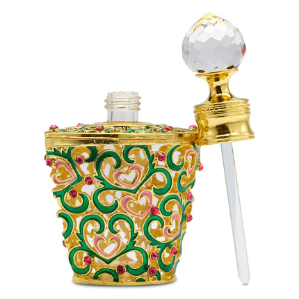 Refillable Elegant Perfume Bottles with Crystal Top Glass Applicator - 10ML Festive Green