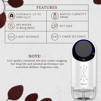 Misty Waterless Wall Plug-In Diffuser (1000 Sq Ft Coverage) (Copy)