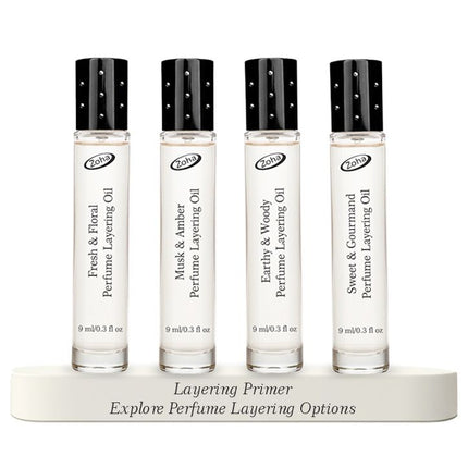 Perfume Layering Primer - Set of Four Perfume layering Oil Rollers with Soft Scents