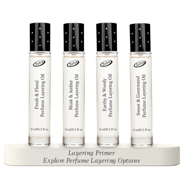 Perfume Layering Primer - Set of Four Perfume layering Oil Rollers with Soft Scents